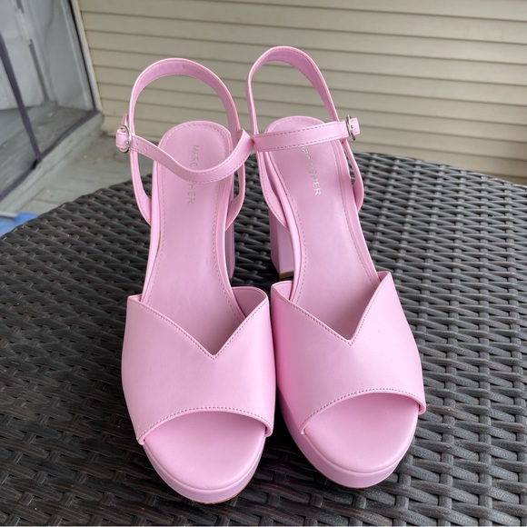 Marc Fisher Pink Dercy Peep Toe Platform Heels Size 10 - Picture 2 of 16